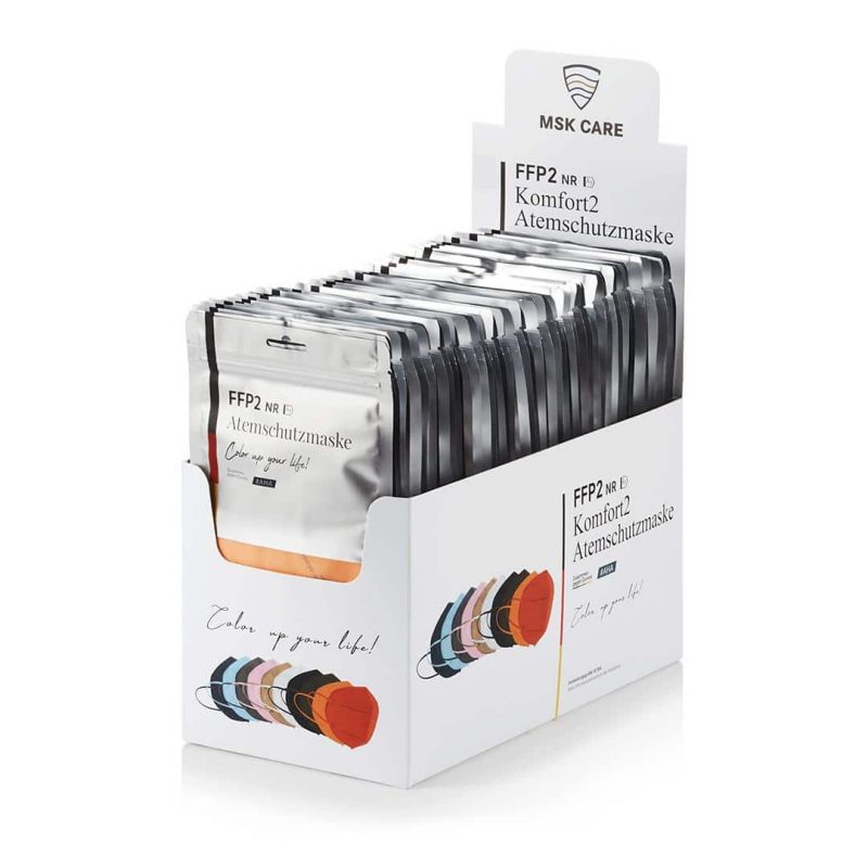 FFP2 Masken Orange Silberbox 50er