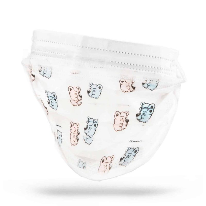 OP-Masken weiß Bärchenmuster - 50er Pack 3-lagig